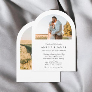 Arch Photo Elegant Calligraphy Wedding Invitation