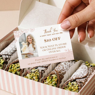 Arch Photo Floral Cupcake Thank You Promo Bakery Discount Card