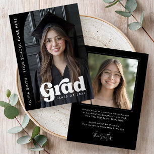 Arch photo foil black grad graduation announcement