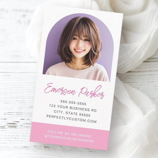 Arch photo fresh and trendy pink or any colour business card (Arch photo fresh and trendy pink or any color business card)