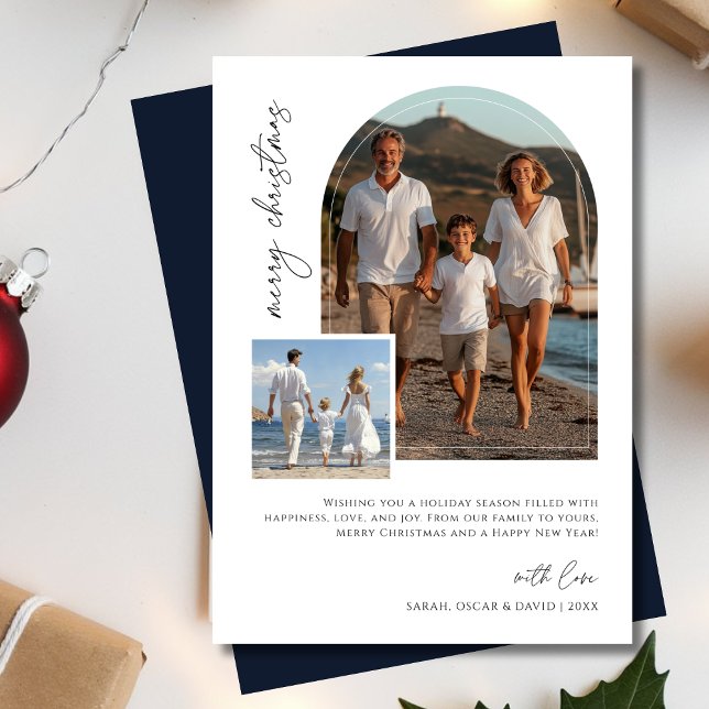 Arch Photo Funny Family Nautical Christmas Navy Holiday Card (Creator Uploaded)