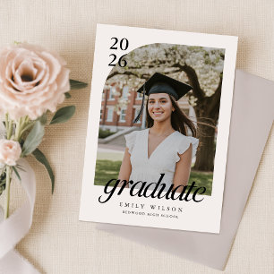 Arch Photo Graduation Black and White Announcement Postcard