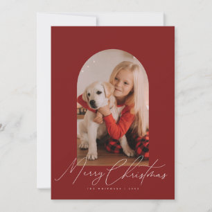 Arch photo & hand-written Merry Christmas script Holiday Card