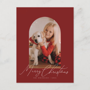 Arch photo & hand-written Merry Christmas script  Holiday Postcard