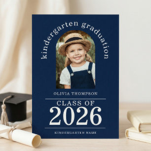 Arch Photo Kindergarten Graduate 2026 Navy Blue Announcement