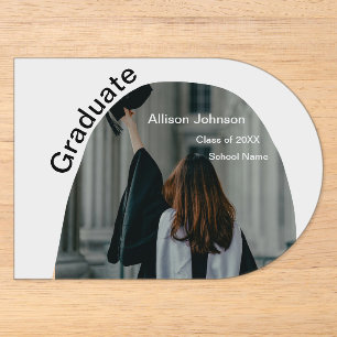 arch photo modern elegant simple graduation party acrylic invitations