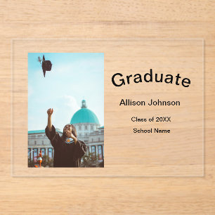 arch photo modern elegant simple  graduation party acrylic invitations