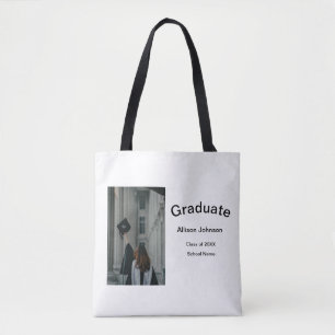 arch photo modern elegant simple graduation party tote bag