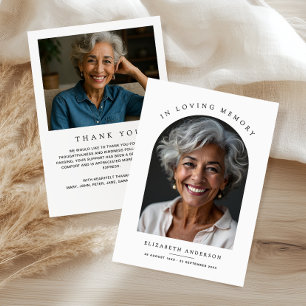 Arch Photo Modern Loving Memory Funeral Thank You Card