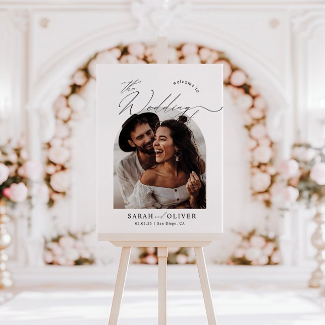Arch Photo Modern Script Wedding Welcome Poster (Creator Uploaded)