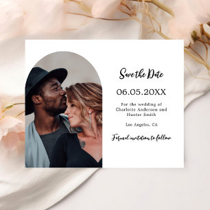 Arch photo modern wedding Save the Date card