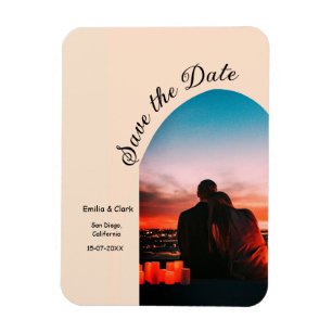arch photo orange boho save the date QR modern Magnet