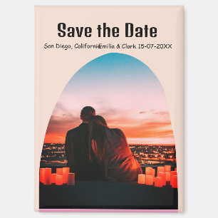 arch photo pink rusti boho save the date QR modern Magnet