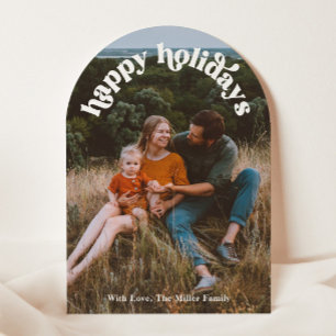 Arch Photo Retro Happy Holidays Card