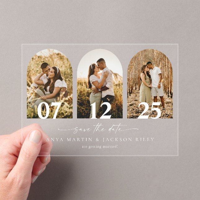 Arch Photo Save The Date Wedding Card Acrylic Invitations (Insitu (Handheld))