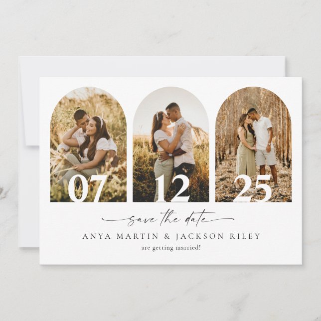 Arch Photo Save The Date Wedding Card Announcement (Front)