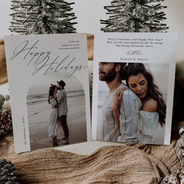 Arch Photo Script Typography Simple Christmas Holiday Card (Creator Uploaded)