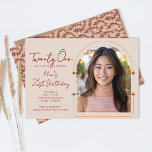 Arch Photo Template Cactus Vine Boho 21st Birthday<br><div class="desc">This modern,  minimal 21st birthday invitations was designed using my hand drawn boho cactus vines in earthy shades of rust brown,  taupe,  and tan. It features an arched photo template and is completely customisable.  Original art by Malissa Melrose.</div>