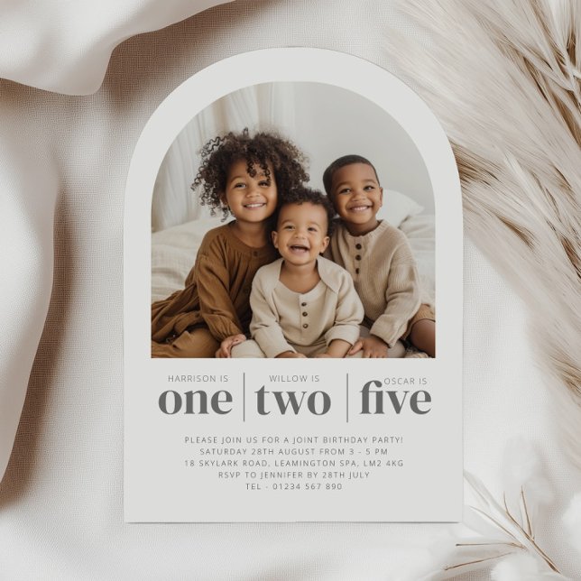 ArcH Photo Triple Joint Birthday Invitation (Creator Uploaded)