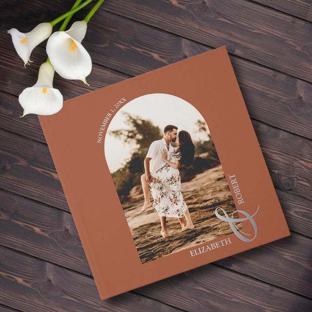 Arch Photo Wedding  Guest Book (Wedding guest book, your arched photo and details in real silver, gold or rose gold foil)