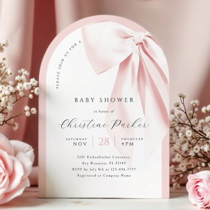 Arch Pink Bow Baby Shower Invitation