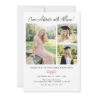 Arch Pink Bow Photo Graduation Party Invitation