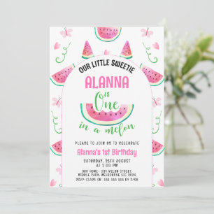 Arch Pink One In A Melon 1st Birthday Invitation