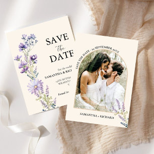 Arch Purple Wildflower Wedding Save The Date Invitation