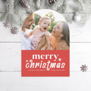 Arch Retro Merry Christmas Holiday Photo Card