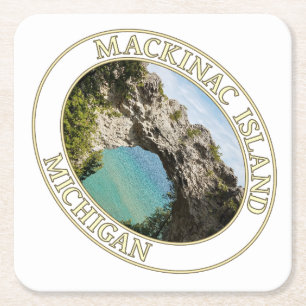 Arch Rock on Mackinac Island in Michigan Square Paper Coaster