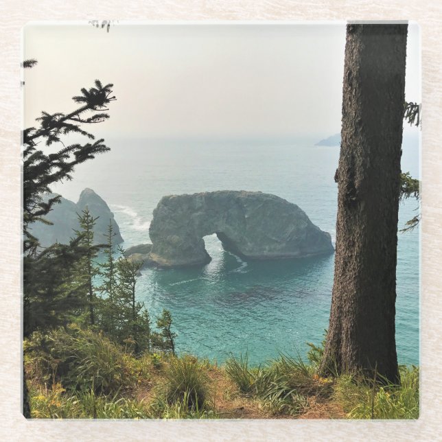 Arch Rock, Samuel H. Boardman, Oregon Coast Glass Coaster (Front)