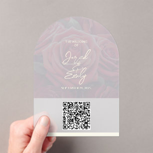 Arch Rose Style Acrylic Wedding QR Code Invitation