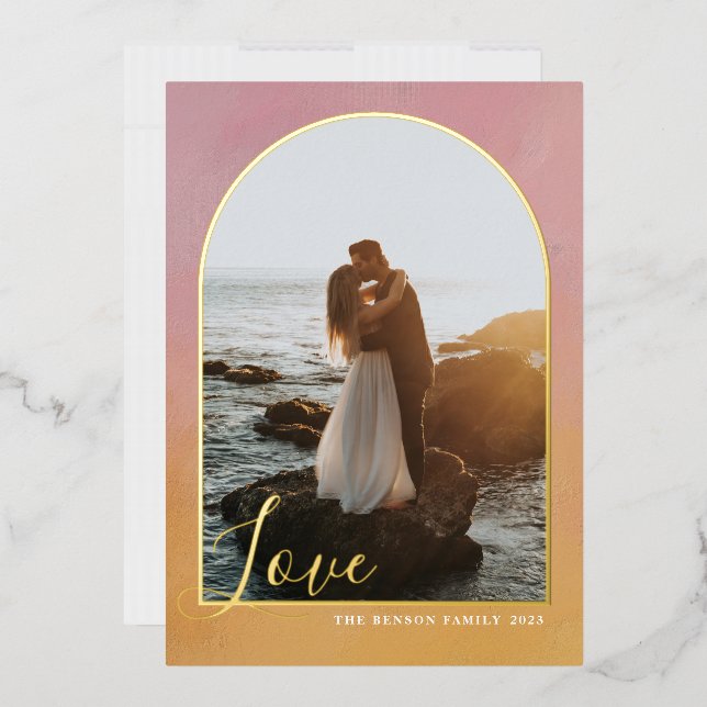  Arch Script Love Painted Pink Gold Vertical Real (Envelope)