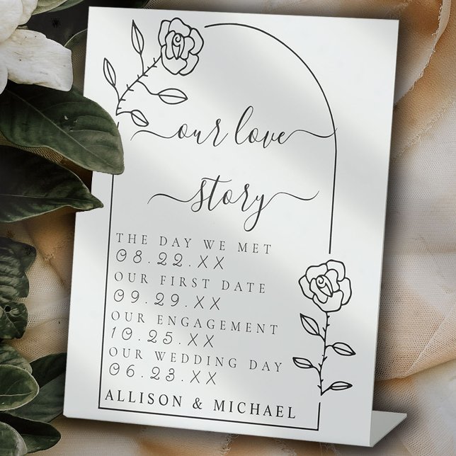 Arch Script Our Love Story Pedestal Sign (Creator Uploaded)