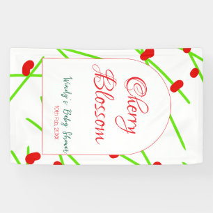 Arch shape cherry blossom red green baby shower na banner