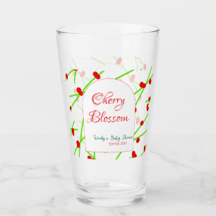Arch shape cherry blossom red green baby shower na glass
