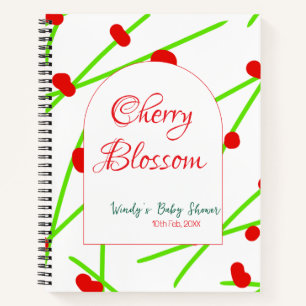 Arch shape cherry blossom red green baby shower na notebook