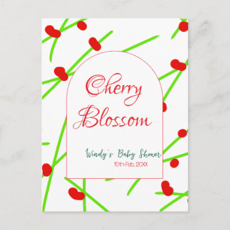 Arch shape cherry blossom red green baby shower na postcard