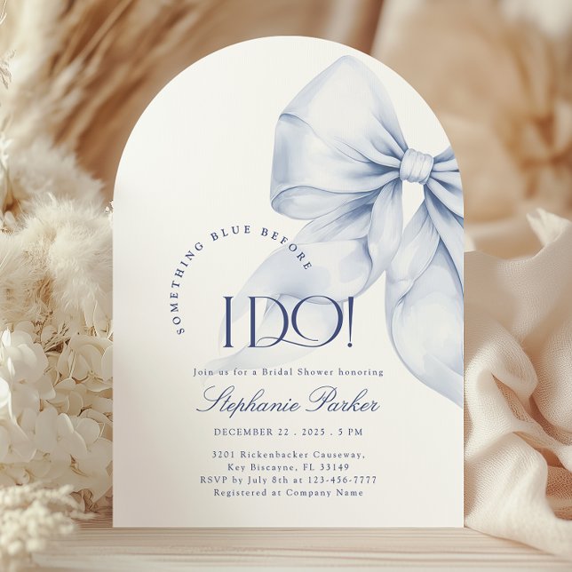 Arch Something Blue Bow Bridal Shower Invitation (Creator Uploaded)