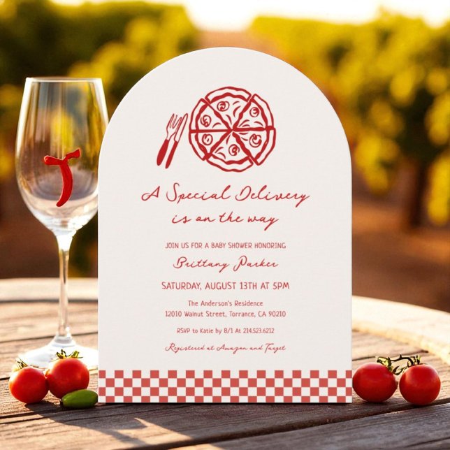 Arch Special Delivery Pizza Baby Shower Invitation (Creator Uploaded)