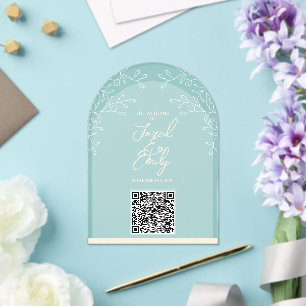 Arch Style Acrylic Wedding QR Code Invitation