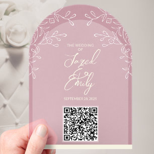 Arch Style Acrylic Wedding QR Code Invitation