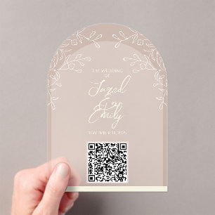 Arch Style Floral Wedding QR Code Invitation