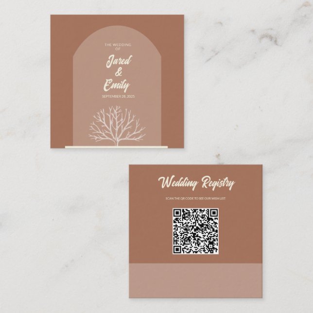 Arch Style Nature Wedding QR Code Enclosure Card (Front/Back)