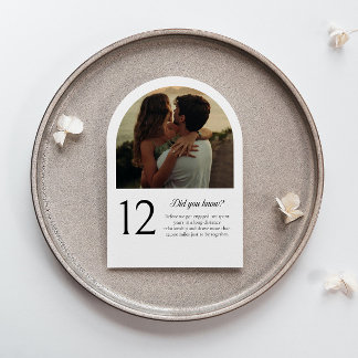 Arch table number card with photo and fun facts