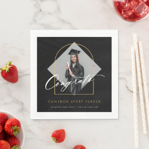Arch Tassels Minimalist Frame Photo Graduation Napkin