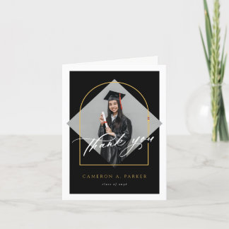 Arch Tassels Minimalist Frame Photo Graduation Thank You Card