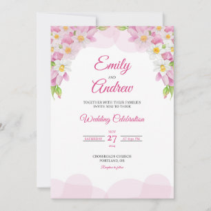 Arch Tulip Frame Elegant Floral Watercolor Wedding Invitation