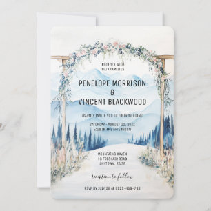 Arch Wedding in the mountains 2 watercolor Invitation