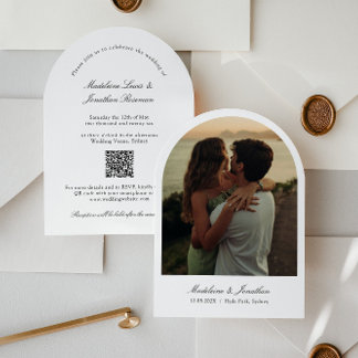 Arch Wedding Invitation with Photo and QR code